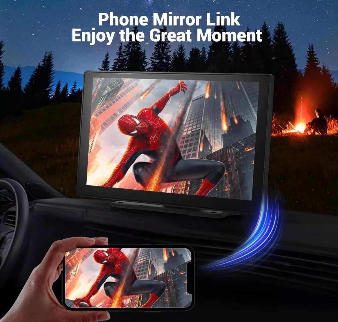 Wireless Carplay Touchscreen 4K Dash Cam, 9″ Portable Apple Carplay Android Auto