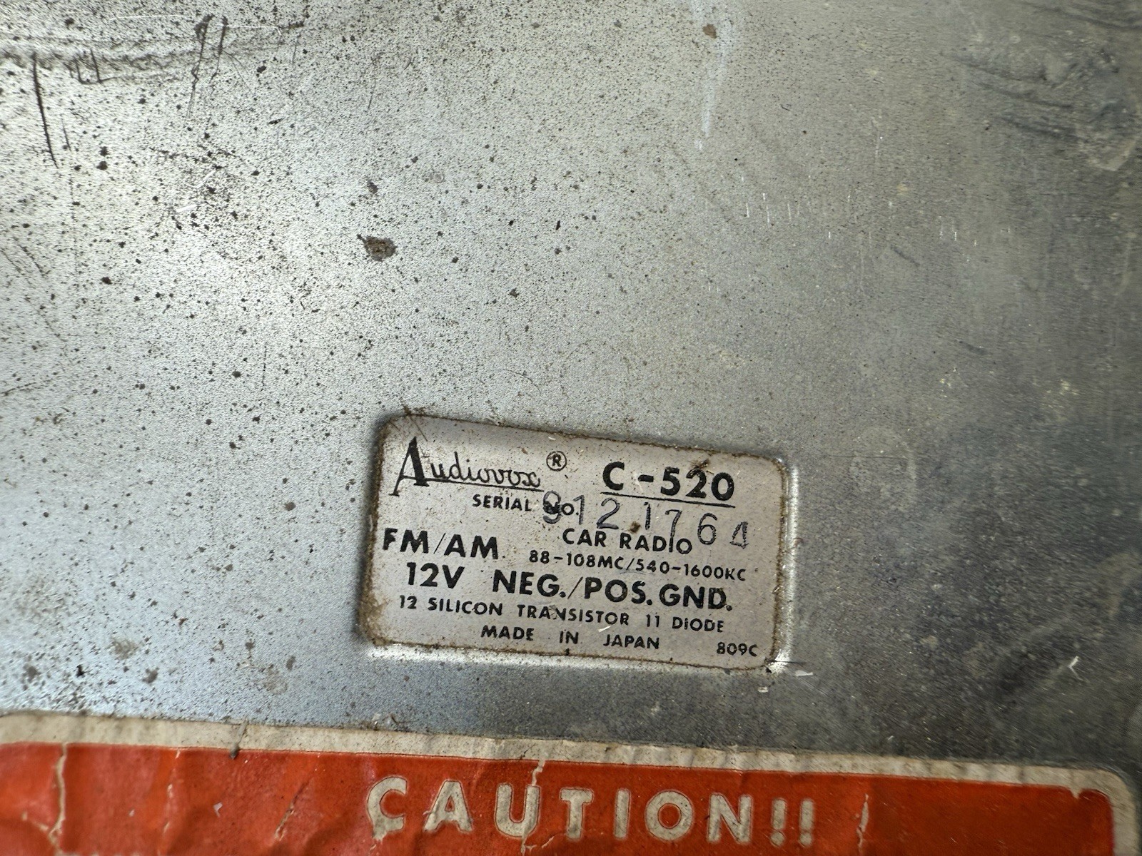 Audiovox C-520 AM/FM 12v 12 Volt Radio #1 Untested