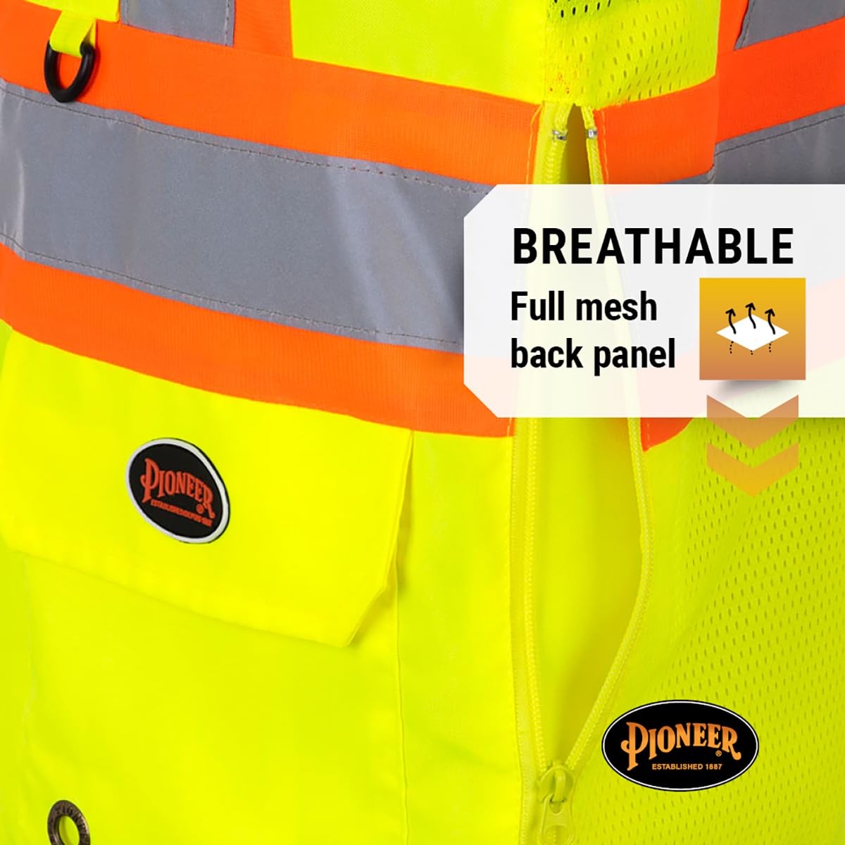 Safety Vest for Men – Hi Vis Reflective Neon, Cool Mesh Back Panel, 12 Pocket…