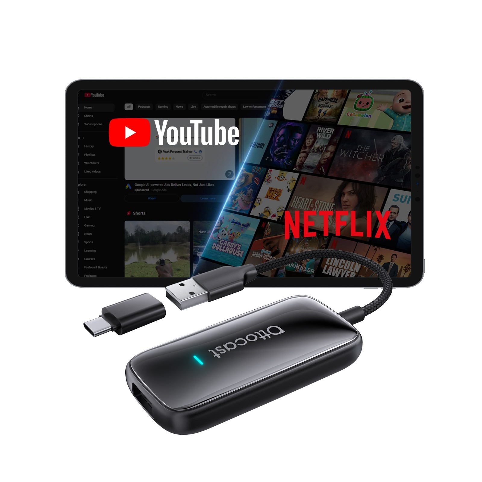 3in1 Wireless CarPlay & Android Auto Adapter Built-in YouTube Android 12 AI BOX