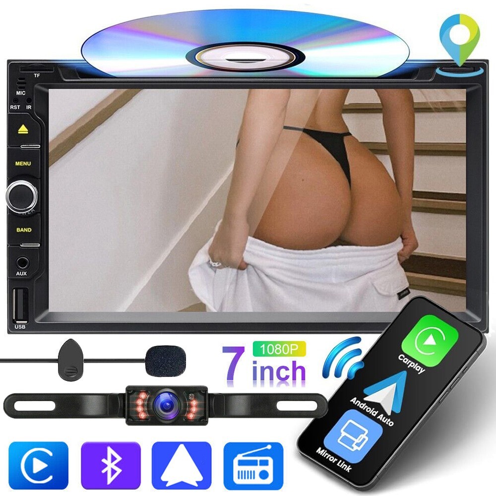 7″ Radio Double 2Din Car Stereo with CD/DVD Player Apple Carplay Bluetooth + CAM