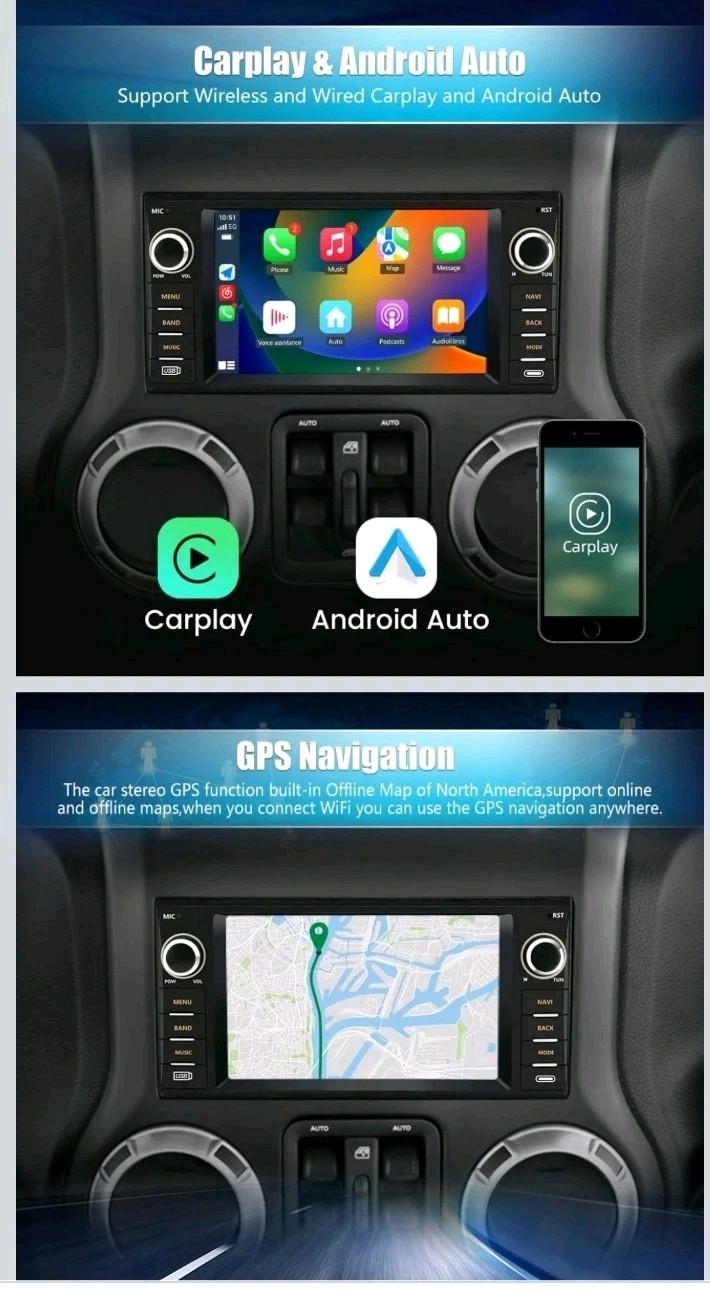 Android 13 Car Stereo 7″ Touch Screen 2+32GB for Jeep Dodge Chrysler RAM GPS BT