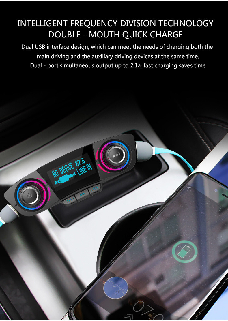 Car MP3 Player Wireless Bluetooth 4.0 FM Handsfree 1.3in LED Screen Accessories