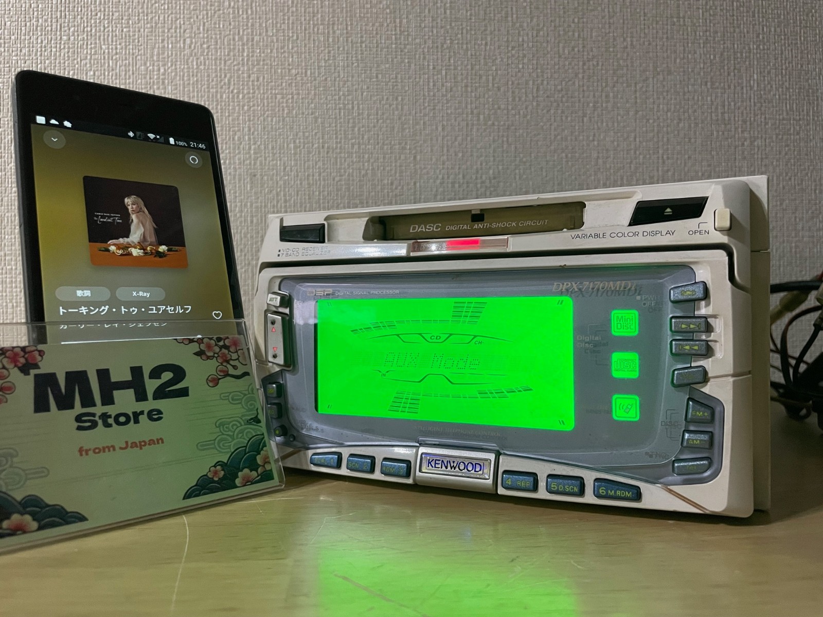 KENWOOD DPX-7170MDi 2DIN CD MD Player Bluetooth Tested Working White