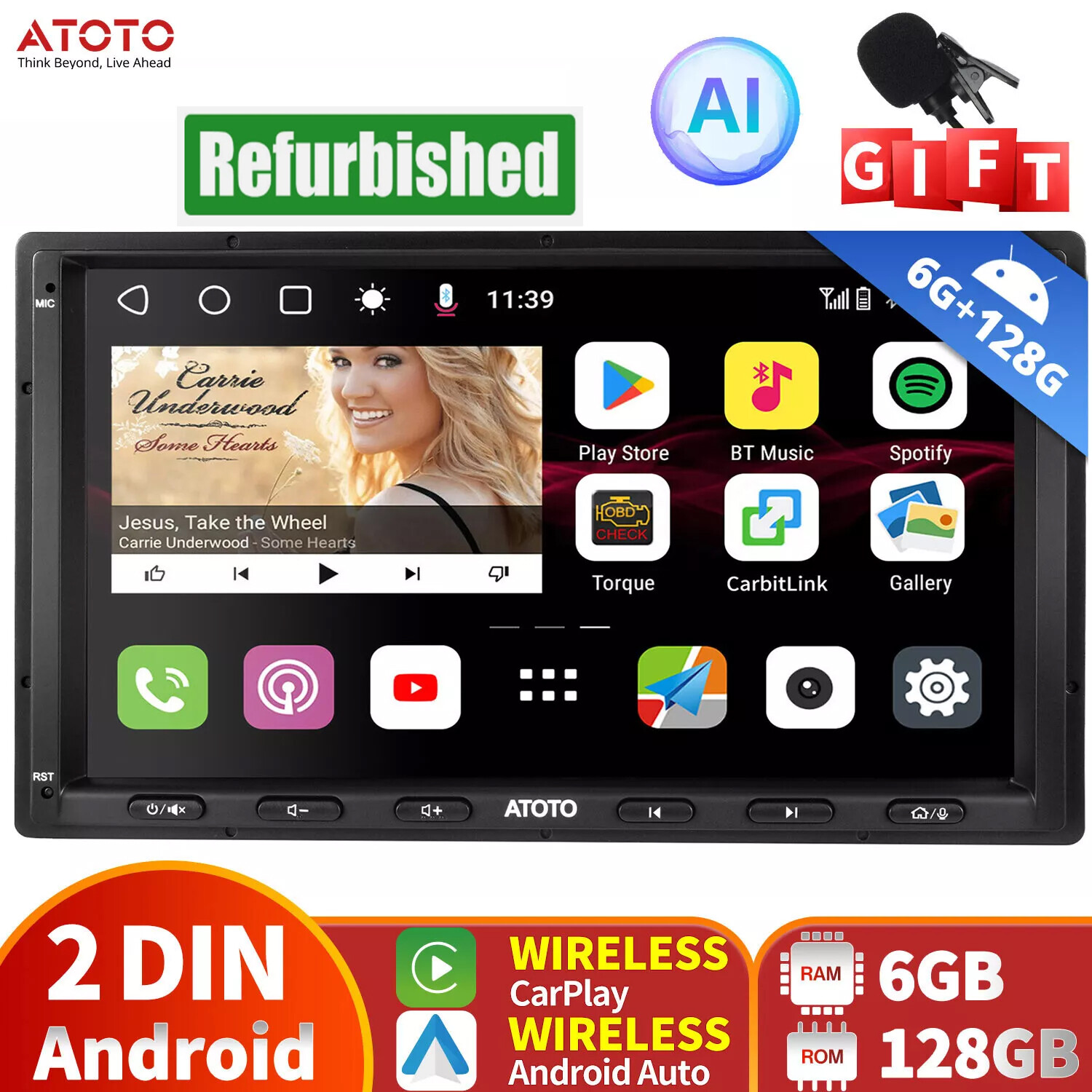 ATOTO S8 7″ 2DIN QLED Car Stereo 6G+128G Radio GPS Wirelss Android Auto &Carplay