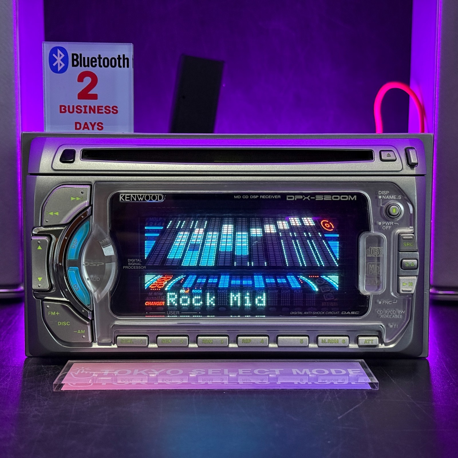 Kenwood DPX-5200M 2DIN CD MD Player Car Audio Added Bluetooth JDM Tested Stock