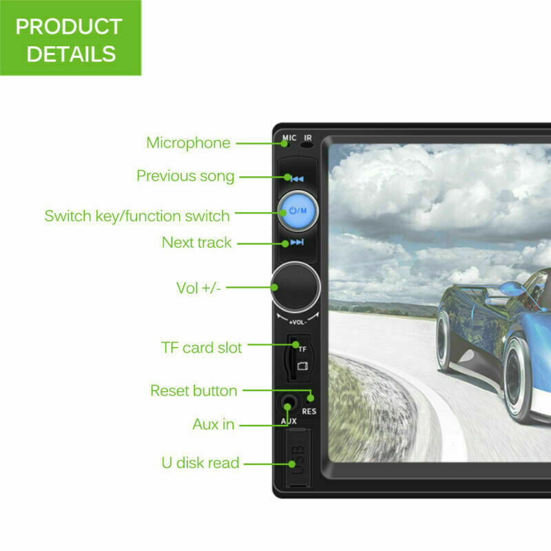 7inch HD 2Din Touch Screen Car Stereo MP5 Player Radio Android IOS USB/TF+Camera