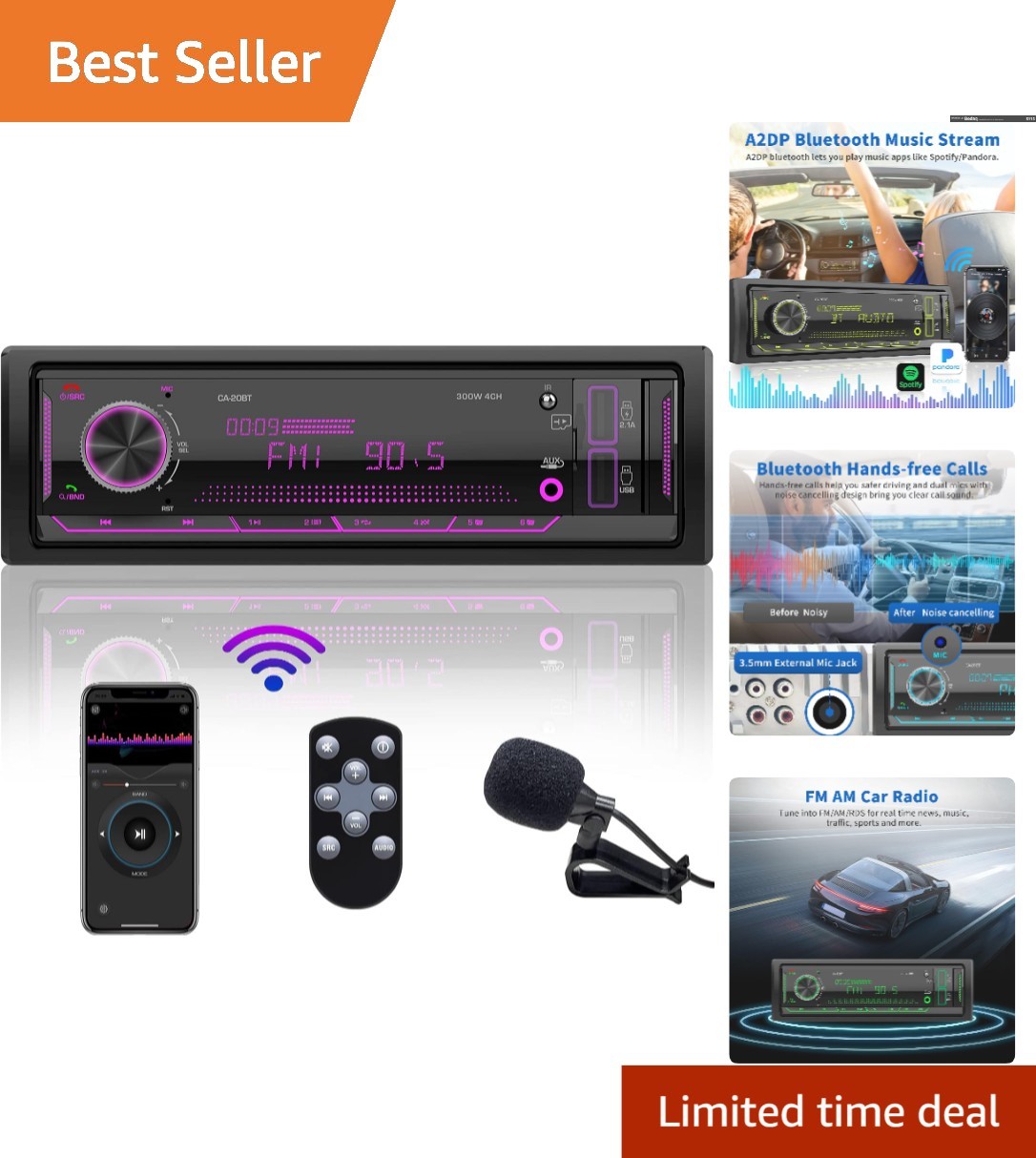 Multi-Function Marine Audio Receiver – Bluetooth, FM/AM, USB/SD & App Control