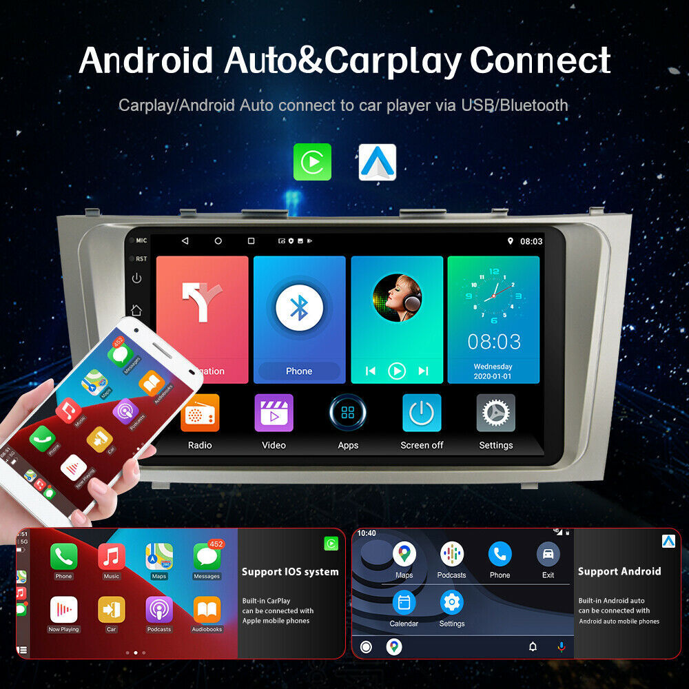 Android 15 CarPlay GPS Navi For Toyota Camry 2007-2011 4+64GB Car Stereo Radio
