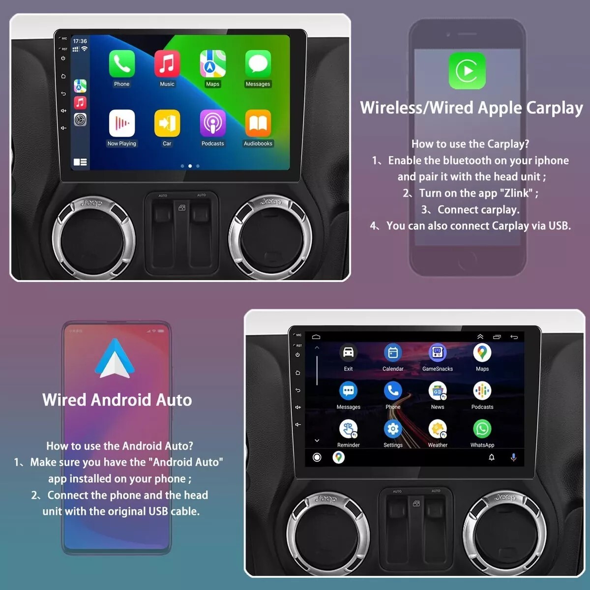 EVONAVI 10″ Car Radio Head Unit ~ GPS Carplay Android ~ Jeep Dodge Ram *3798A7E