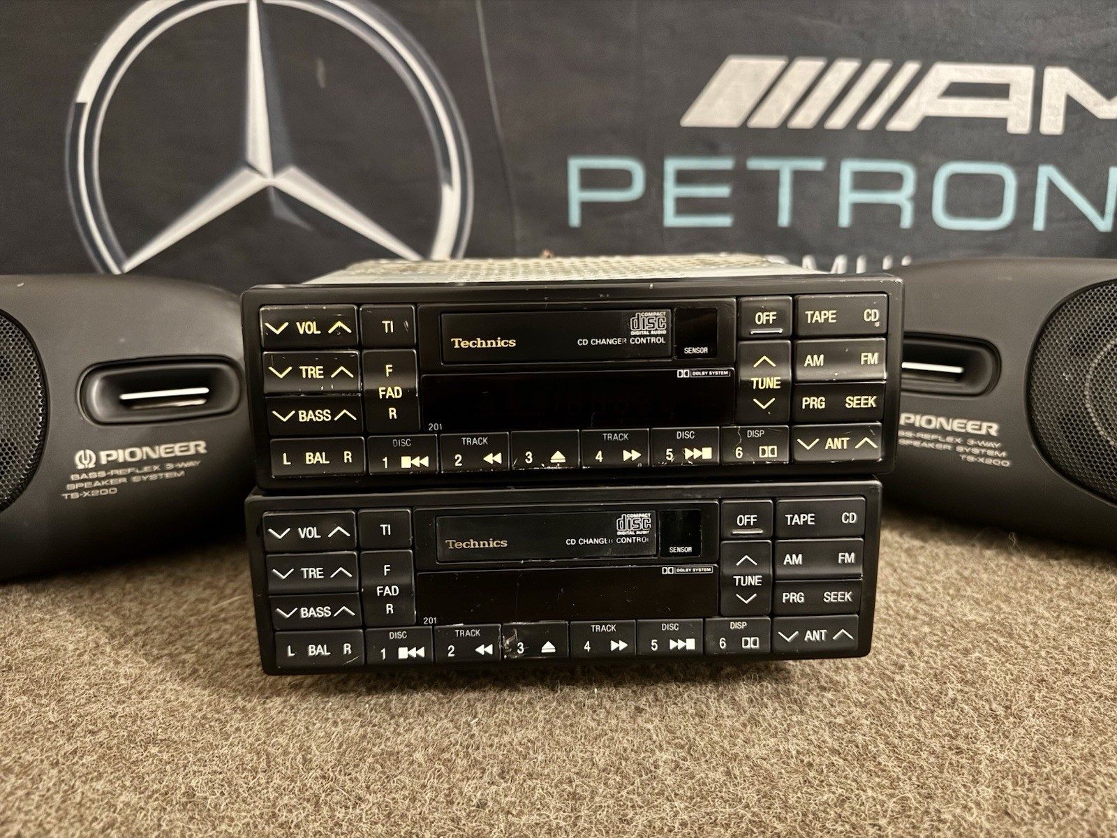 Rare Technics Car Radio Cassette Player For Mercedes Old-School Japan 2pcs