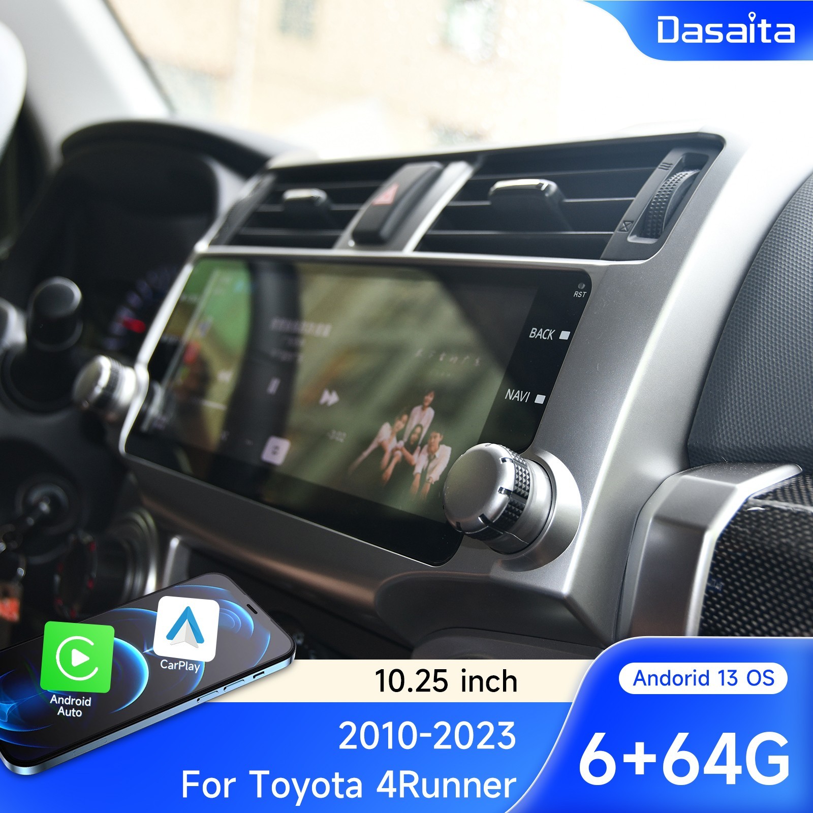 Dasaita 10.25″ Touchscreen Car Stereo for Toyota 4Runner 2010-2023 DTS BT WiFi