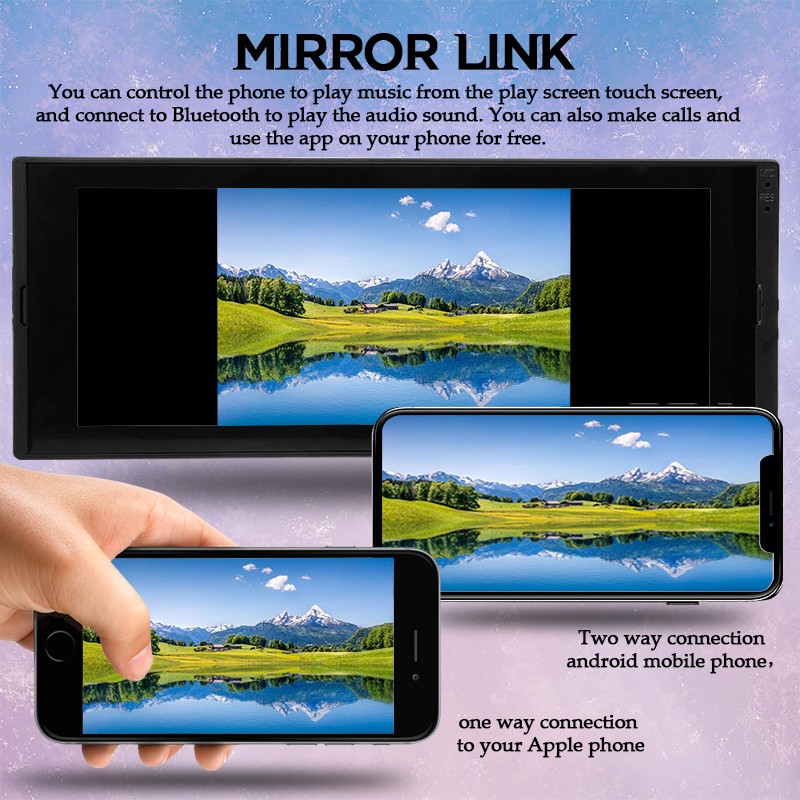 1Din 6.9″Android Car Stereo Touch Screen Built-in CarPlay AHD Rear View WiFi GPS