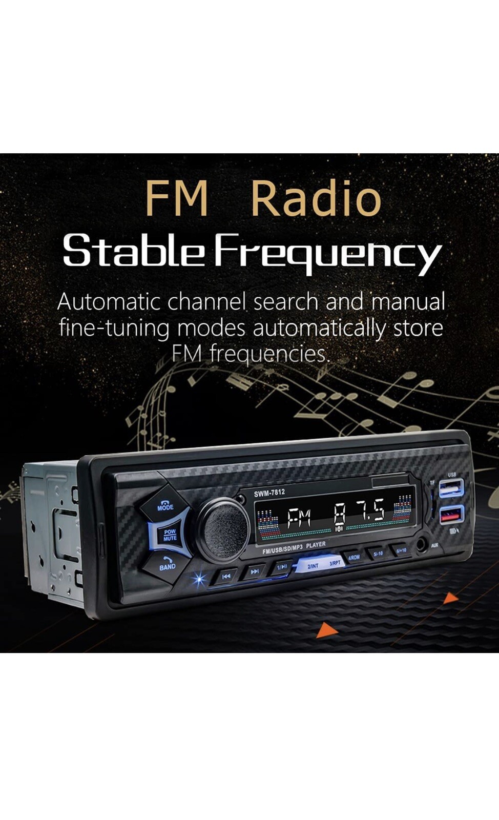 Single Din Car Stereo #7812 Bluetooth Radio,SWC/Subwoorf/BT USB | BRAND NEW