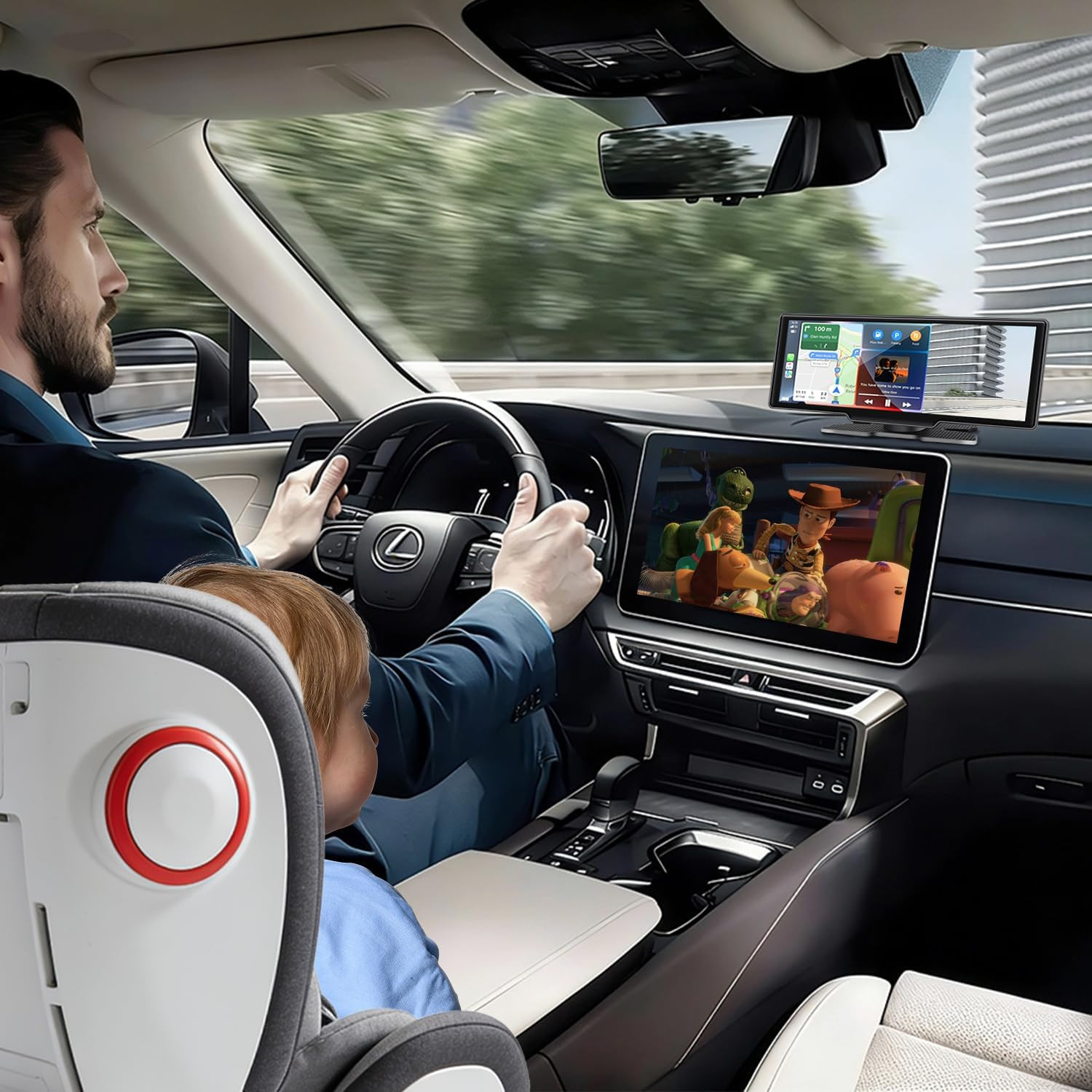 10.26″ Wireless Carplay Screen with 4K Dash Cam & 1080P Rear Camera | Portable C