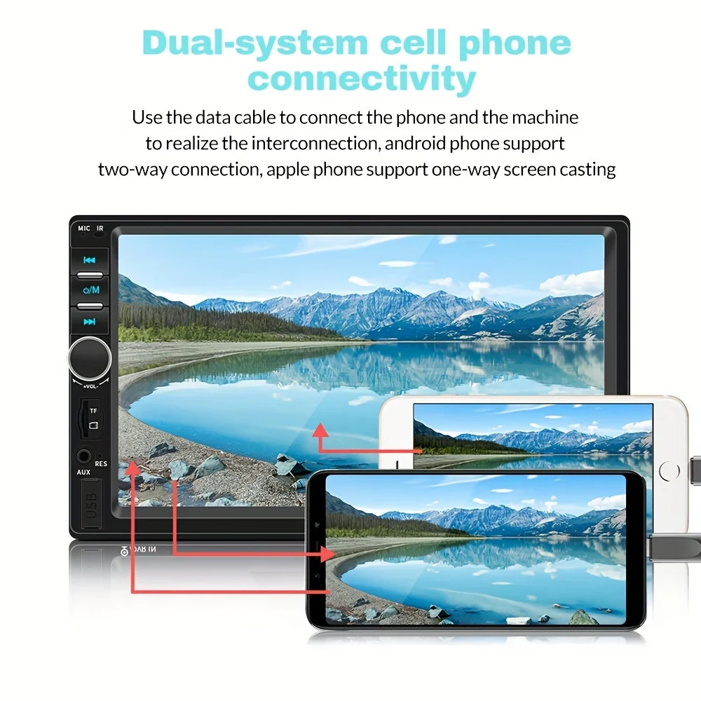 2 Din for 7” TFT HD Car MP5 Multimedia Player Audio Support Rear View Camera
