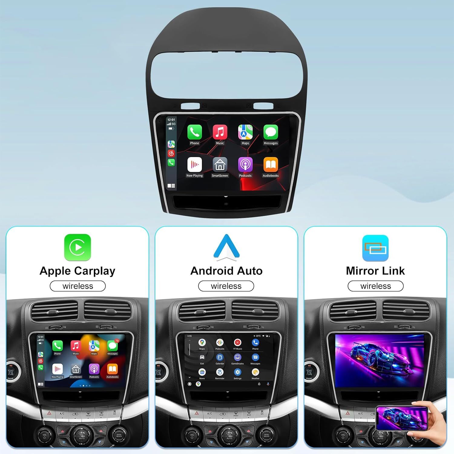 10″ Android 12 For Dodge Journey 2011-2019 Stereo Radio Apple Carplay FM Nav CAM