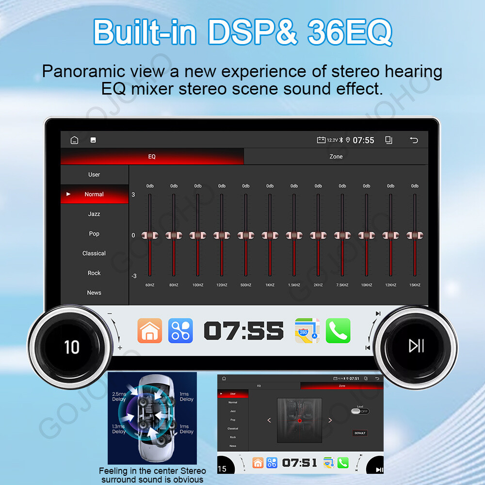 8-Core 10.1 inch Android 13 4GB+64GB Car Stereo Radio GPS Navi WiFi 2K QLED DSP