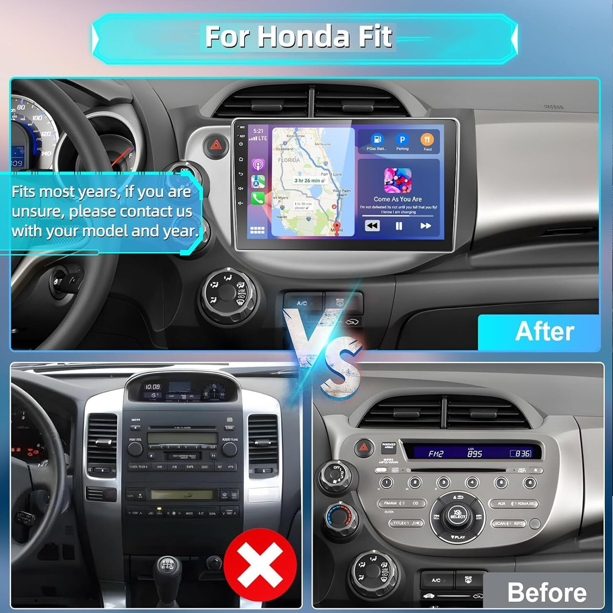 Carplay For 2009-2013 Honda Fit Radio 2+32G 10in Stereo Apple Carplay BT WiFi