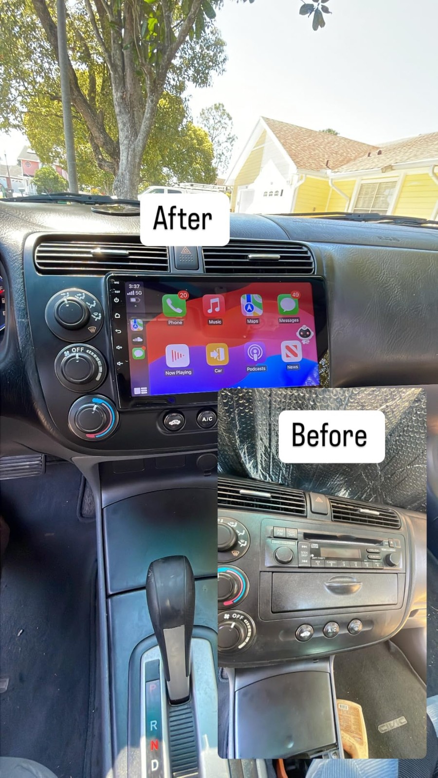 64G Apple CarPlay For 2001-2005 Honda Civic Car Stereo Radio Radio GPS Player