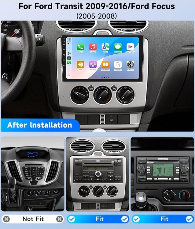 Ford Transit 2009-2016 Radio Apple CarPlay Andriod Auto Focus 2005-2008