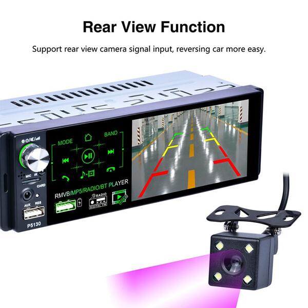 4.1inch HD Touch Screen Car 1 DIN MP5 Player FM AM RDS AUX USB w. 12 LED Camera