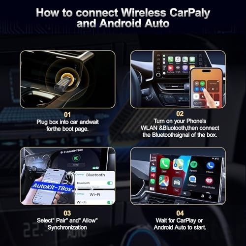 Wireless CarPlay Android Auto Adapter AI Magic Box, Built-in Play Store Grey