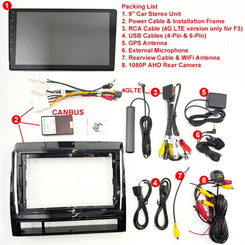 8 Core 64GB Car Radio For Toyota Tacoma 2005 – 2015 GPS Carplay Supports JBL AMP