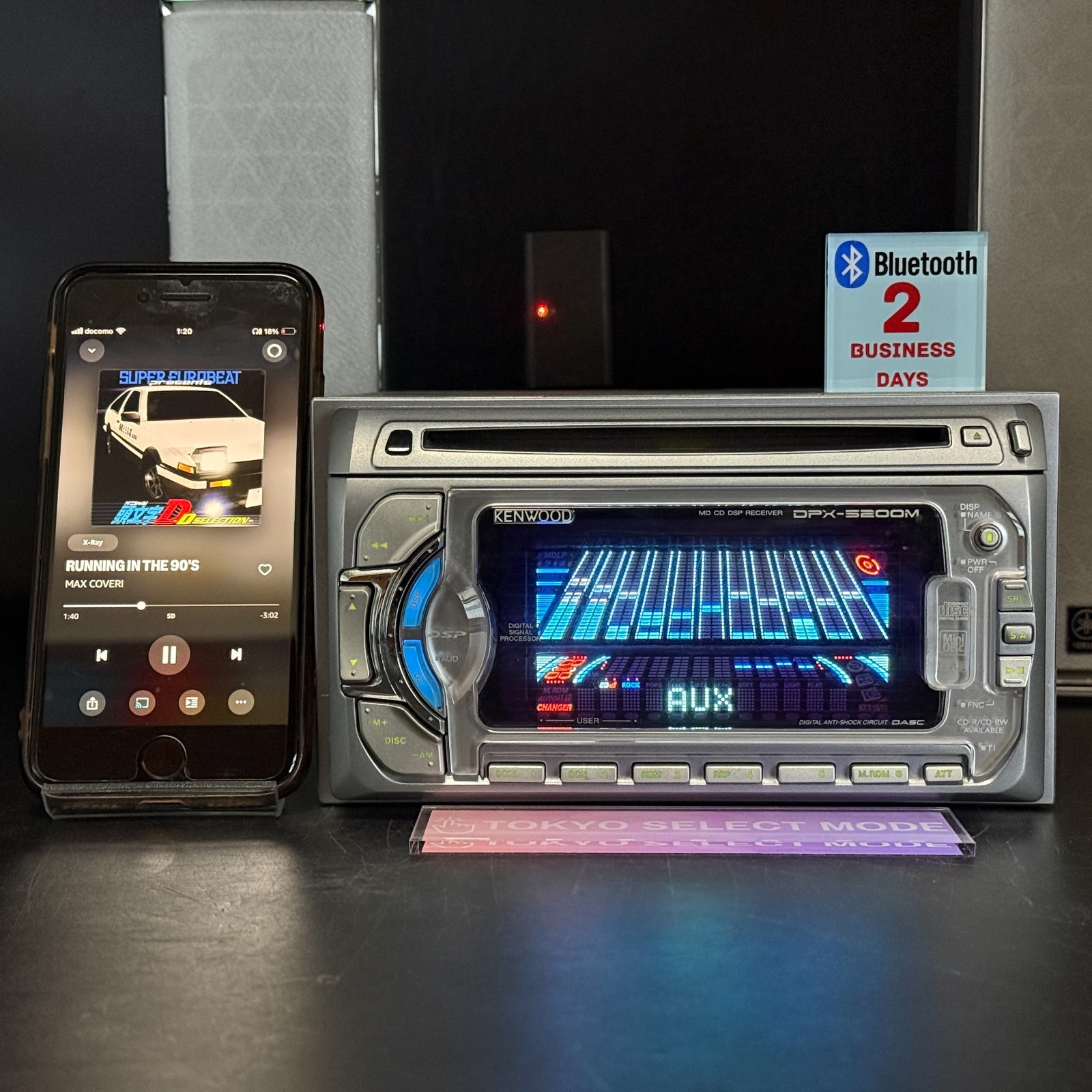 Kenwood DPX-5200M 2DIN CD MD Player Car Stereo Added Bluetooth JDM Tested Stock