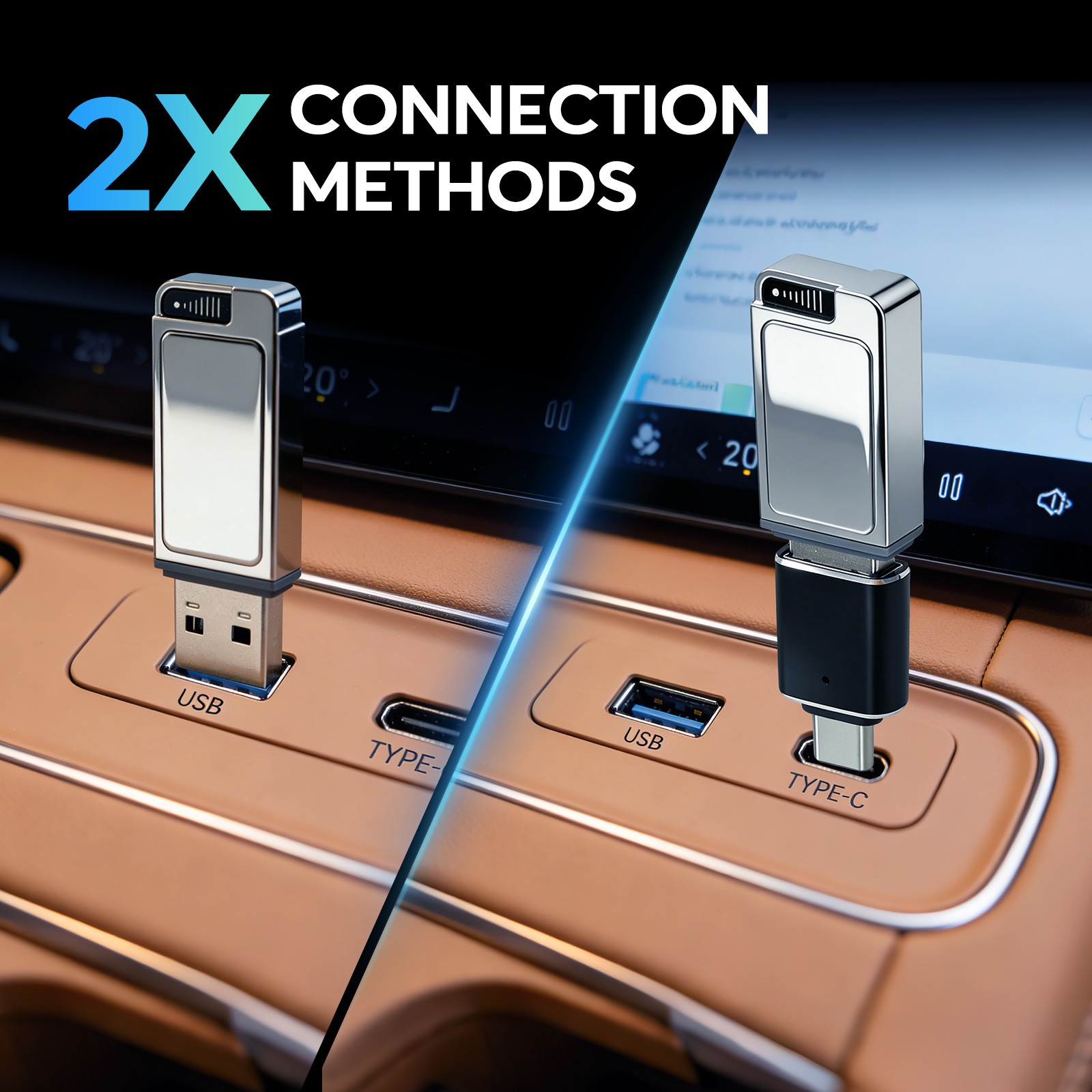 ANDREAM 2-in-1 Wired to Wireless CarPlay & Android Auto Adapter, Plug & Play