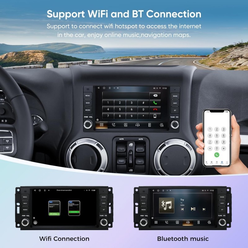 For Jeep Wrangler 2007-2016 7″ Android Apple CarPlay Car Radio Stereo GPS Navi