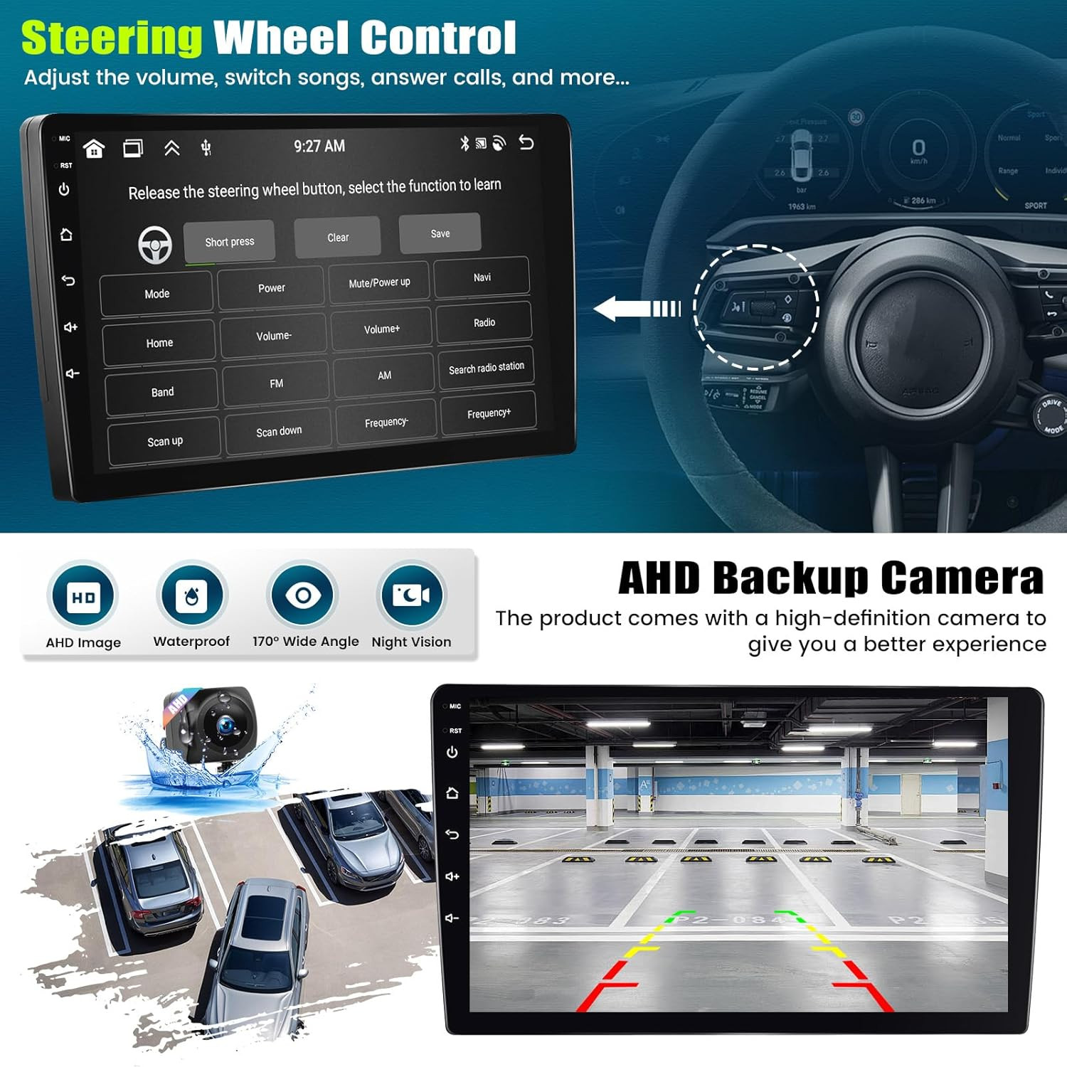 [8-Core 4+64GB] Android 13 Double Din Car Radio Stereo with Wireless Carplay&And