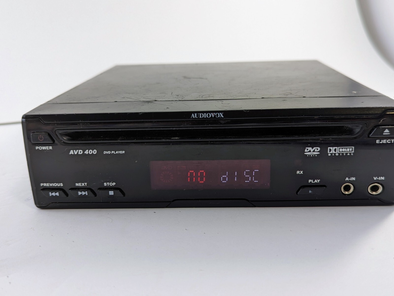 Audiovox AVD 400 Car Mobile Slot In DVD CD MP3 Player READ Description
