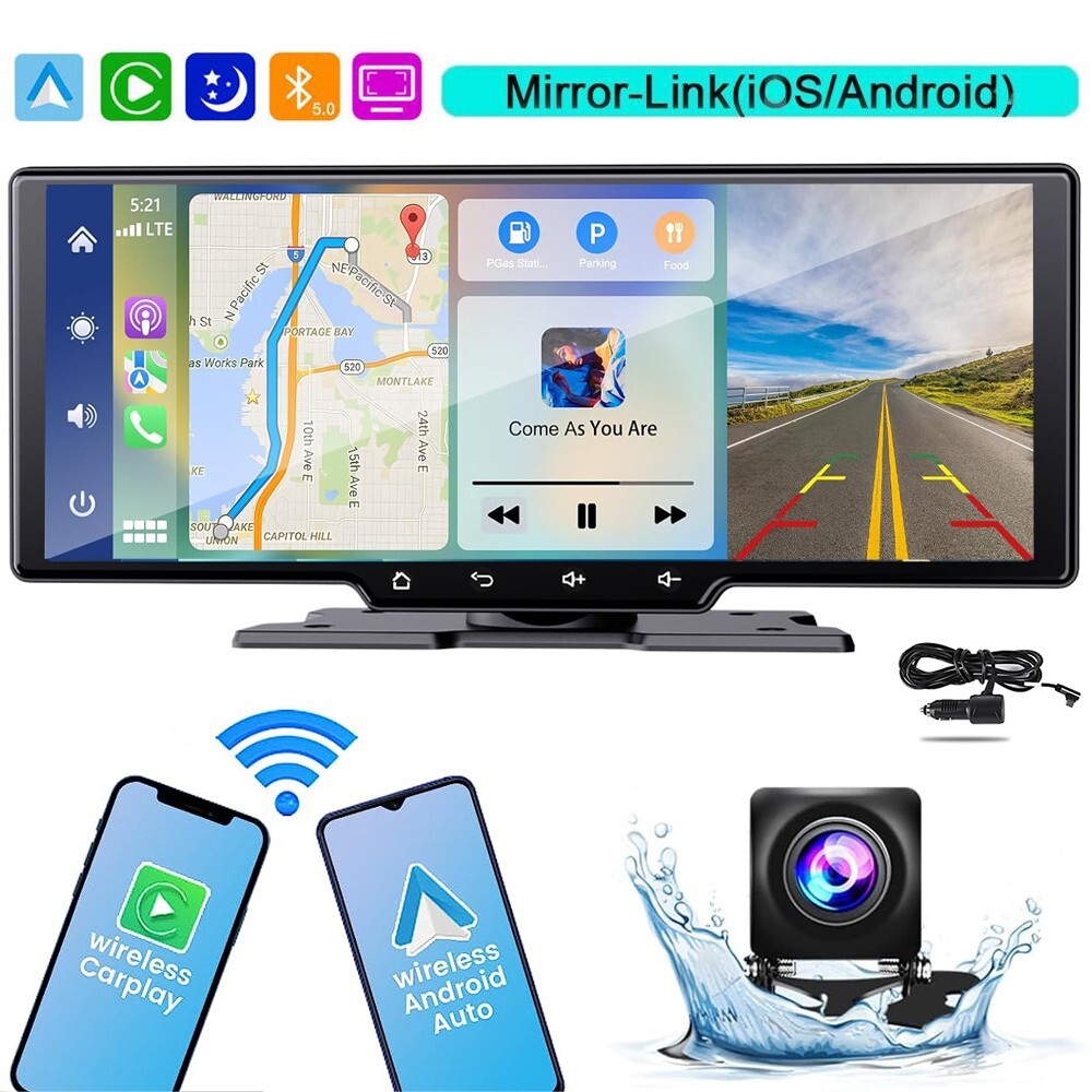10.26 Portable Wireless Apple CarPlay Android Auto Touch Screen Car Radio Stereo