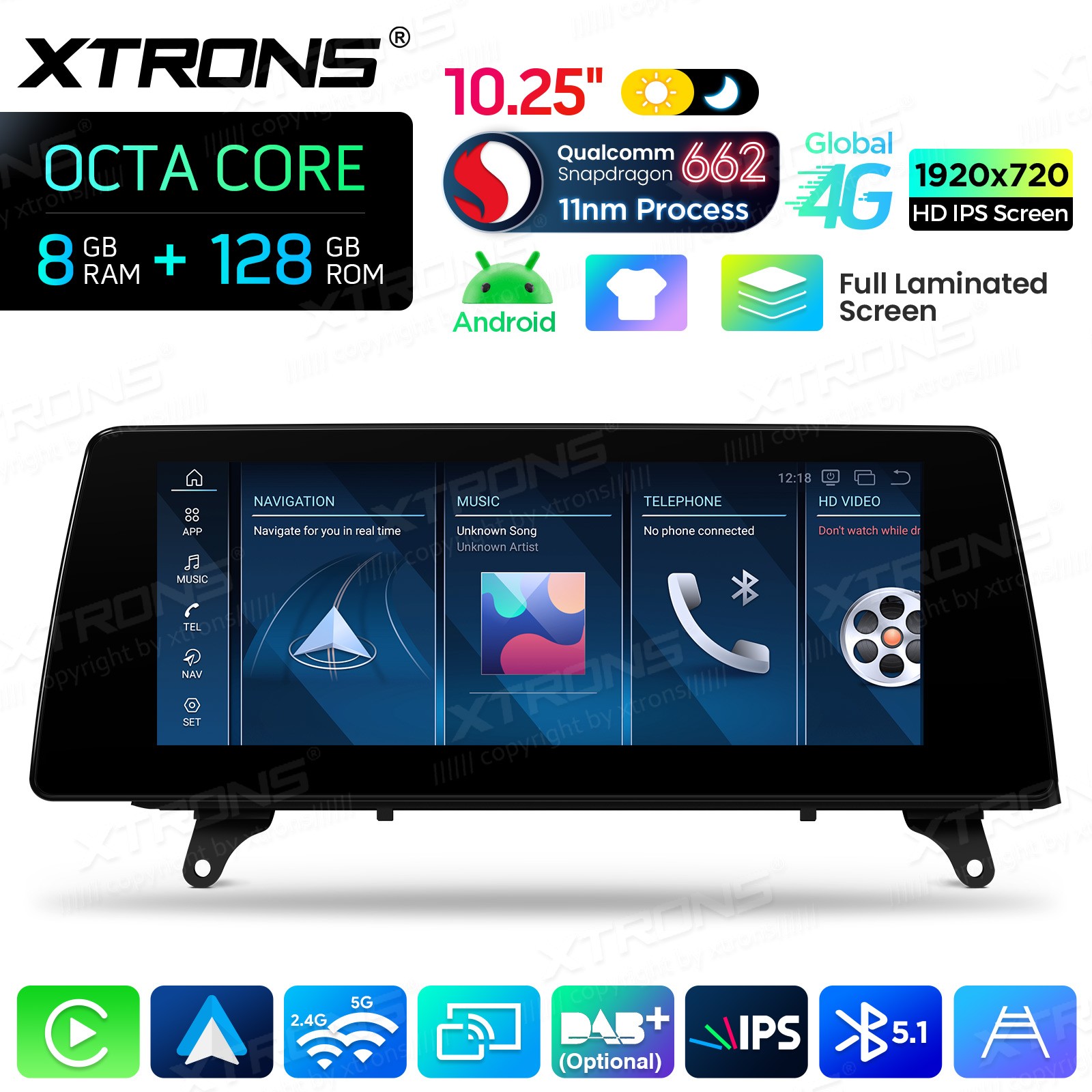 10.25” 8+128G GPS Android 14 CarPlay Car TouchScreen For BMW X5 E70 X6 E71 CCC