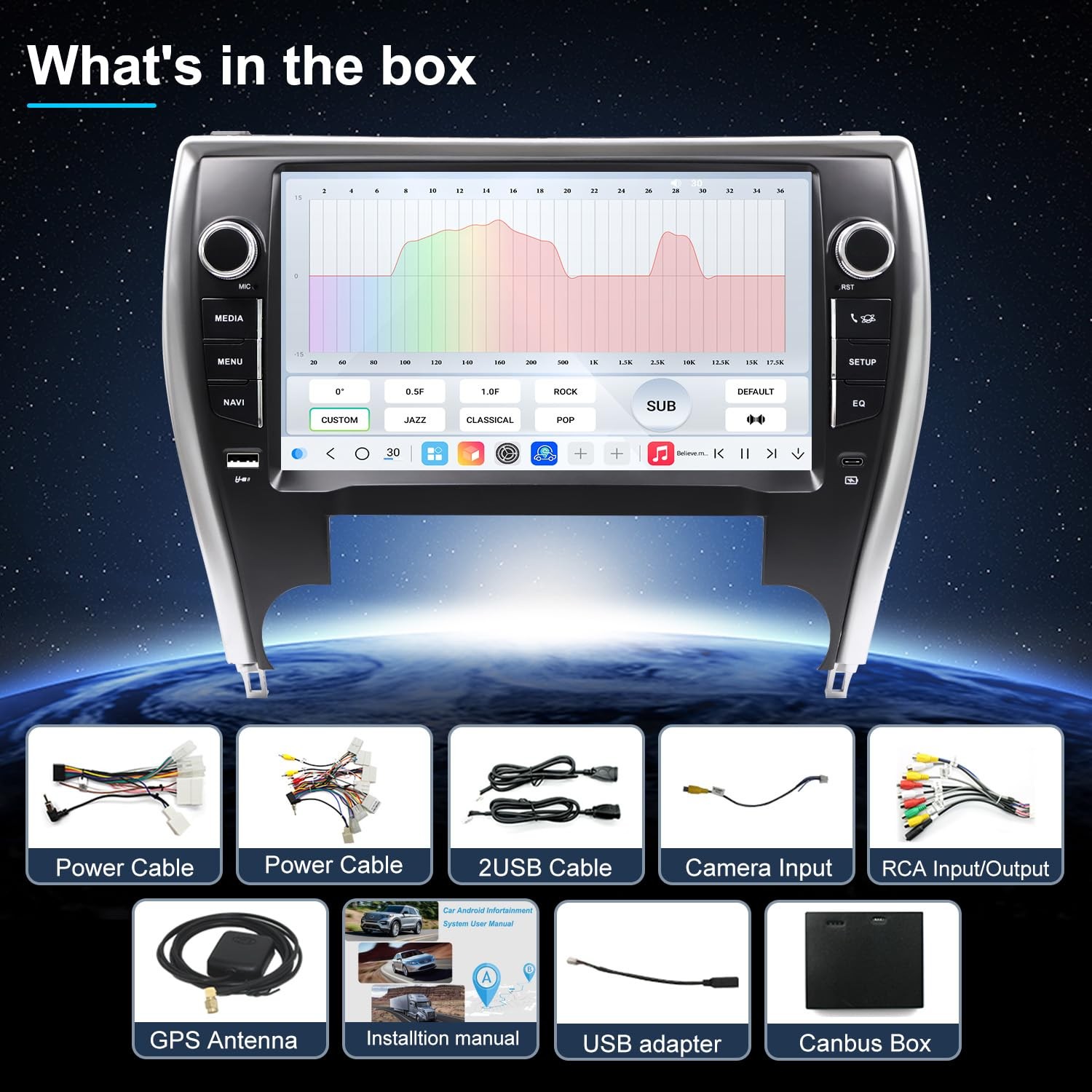 10″ Touchscreen Wireless Carplay Android Auto Stereo for 2015-2017 Toyota Camry