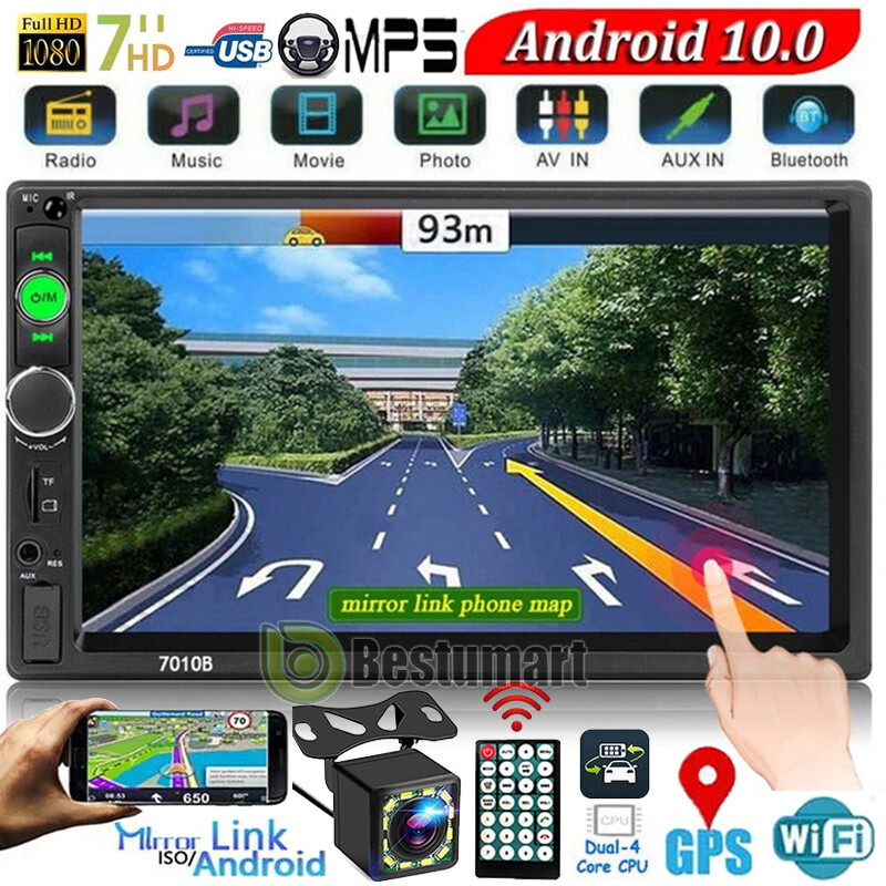 7” Double 2Din Android 12 Car Radio GPS WIFI BT Carplay Touch Screen Stereo+Cam