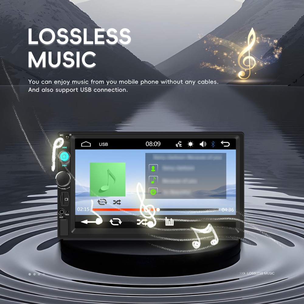 7″ Double 2 DIN Car MP5 Player Bluetooth Touch Screen Stereo Radio Mirror Link