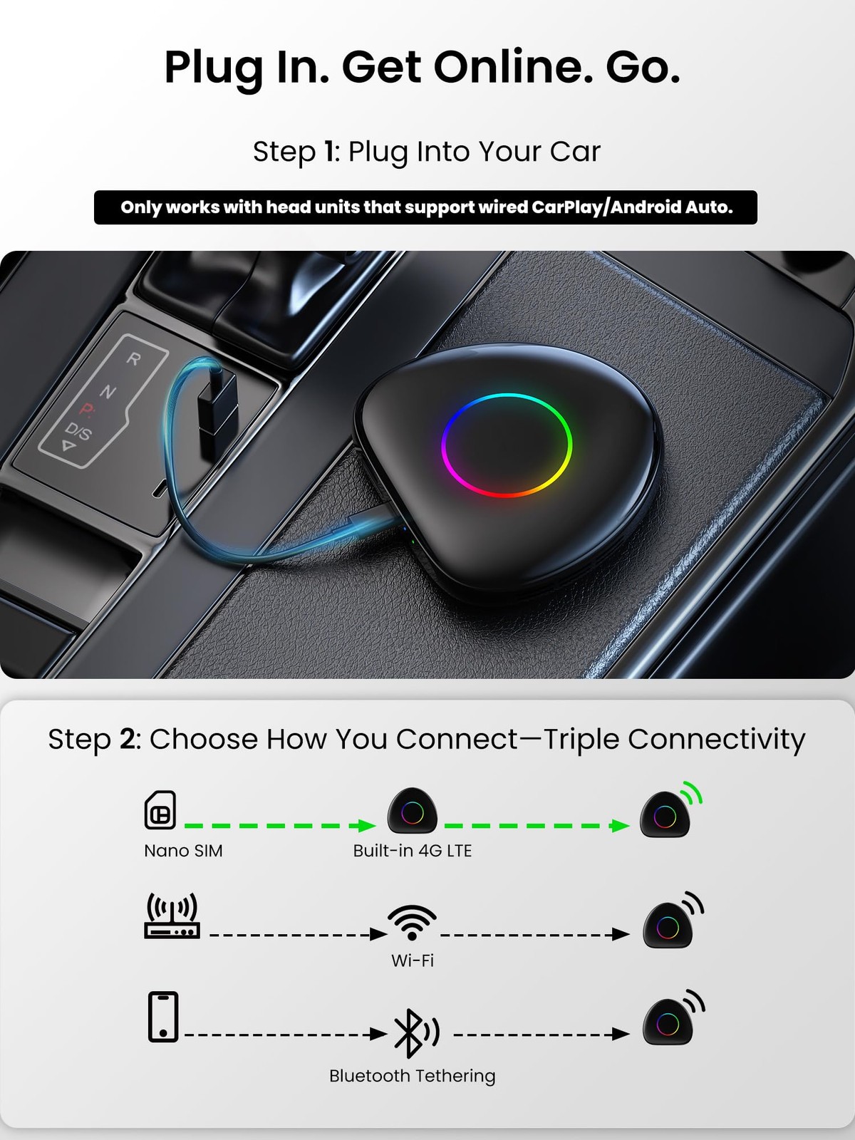 Wireless Carplay Adapter ATOTOOUT Magic AI Box – CarPlay & Android Auto Adapt…