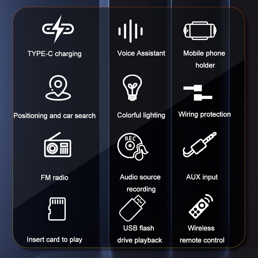 Voice Control Bluetooth TYPE-C USB FM TF MP3 Player Single 1DIN Car Stereo Radio