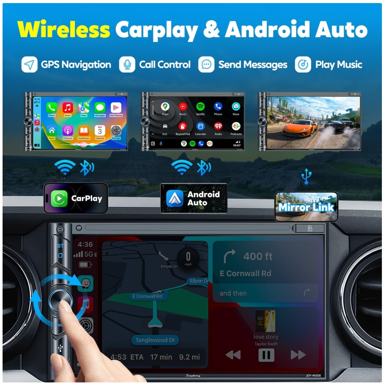 4-Channel RCA Car Stereo Subwoofer Ports Touchscreen