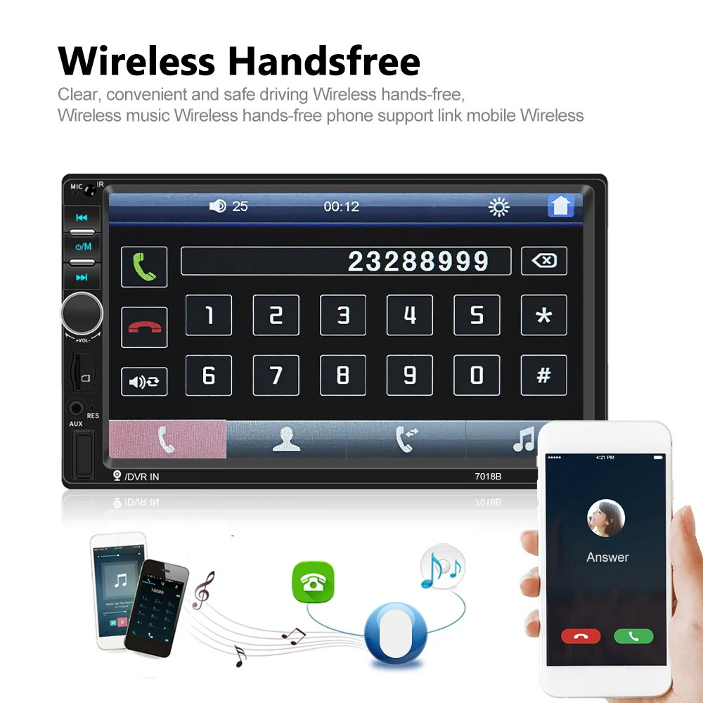 Car Stereo 2 Din Radio 7″ MP5 Player HD Support USB SD FM Aux Mirror Link Camera