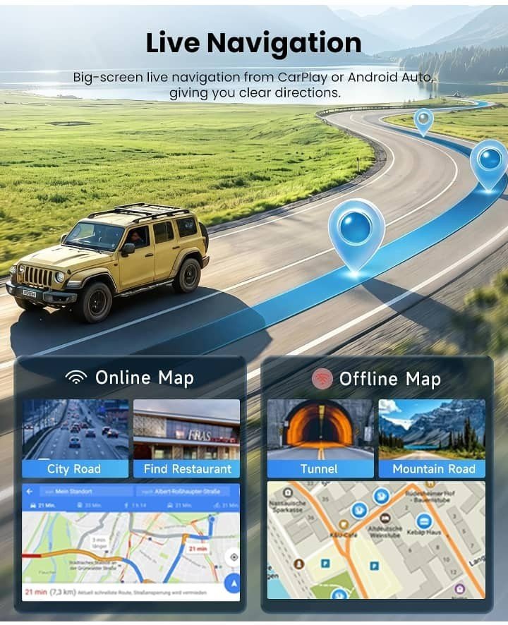 9.5 Inch Wireless CarPlay & Android Auto Single DIN Car Stereo Rotatable Touchsc