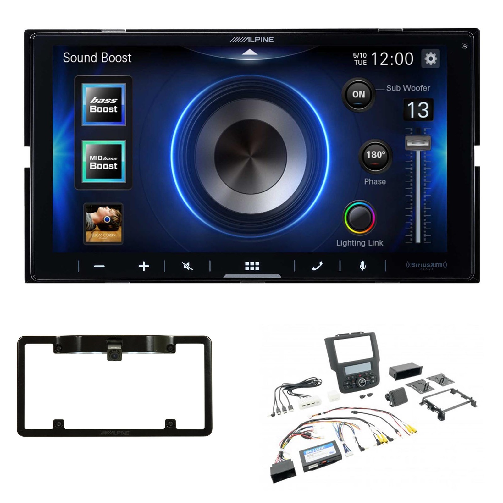Alpine ILX-W670 Receiver, PAC RPK4-CH4101 Kit, Cam & Plate Frame for Ram Truck