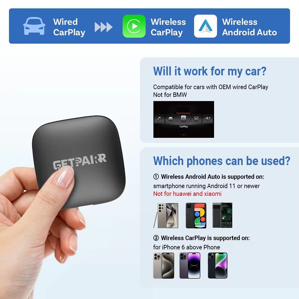 3-in-1 Android 13 CarPlay Ai Box Wireless Android Auto Adapter -QCM6125 -8+128G
