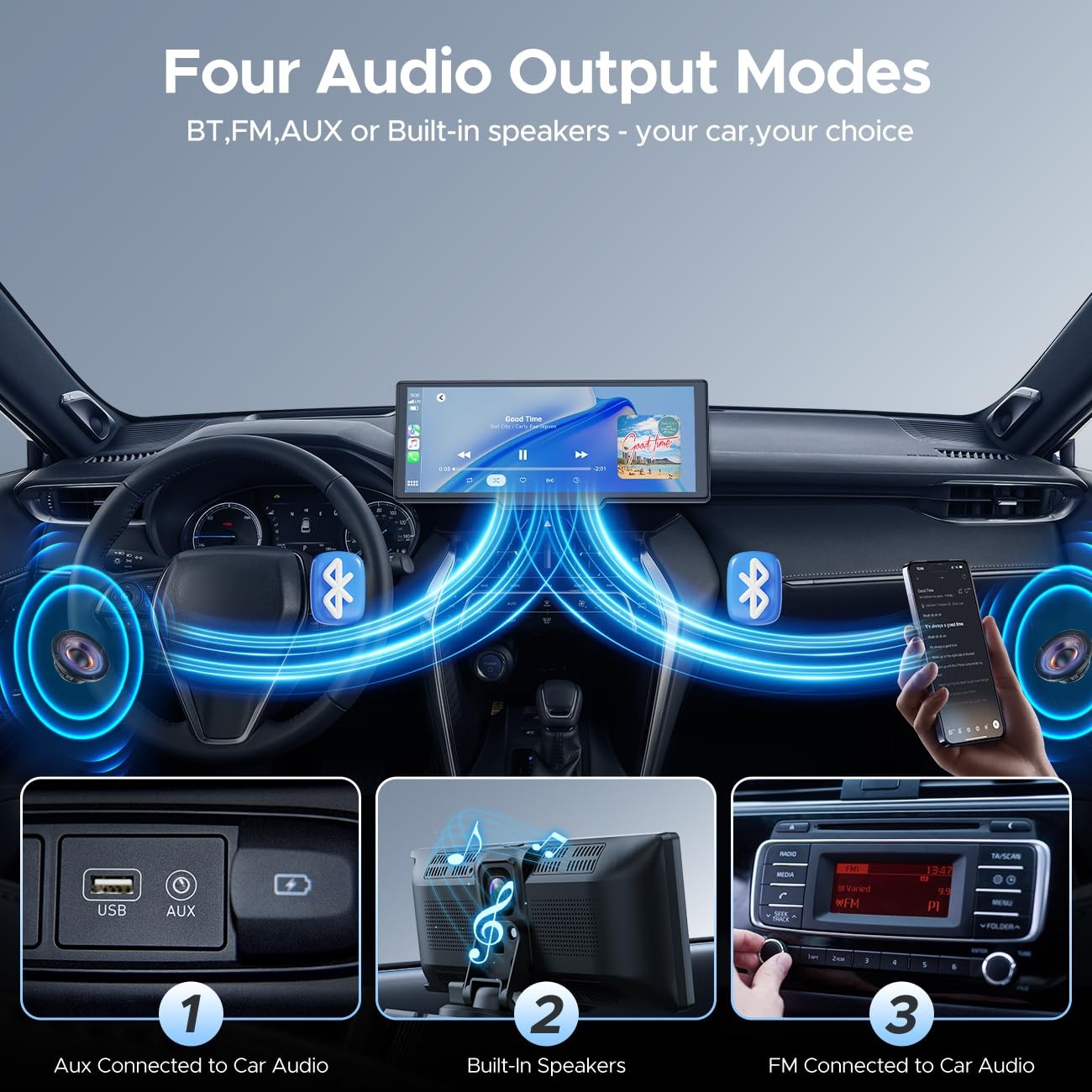 9.26” Carplay Screen with 2.5K Dash Cam and 1080P Backup Camera