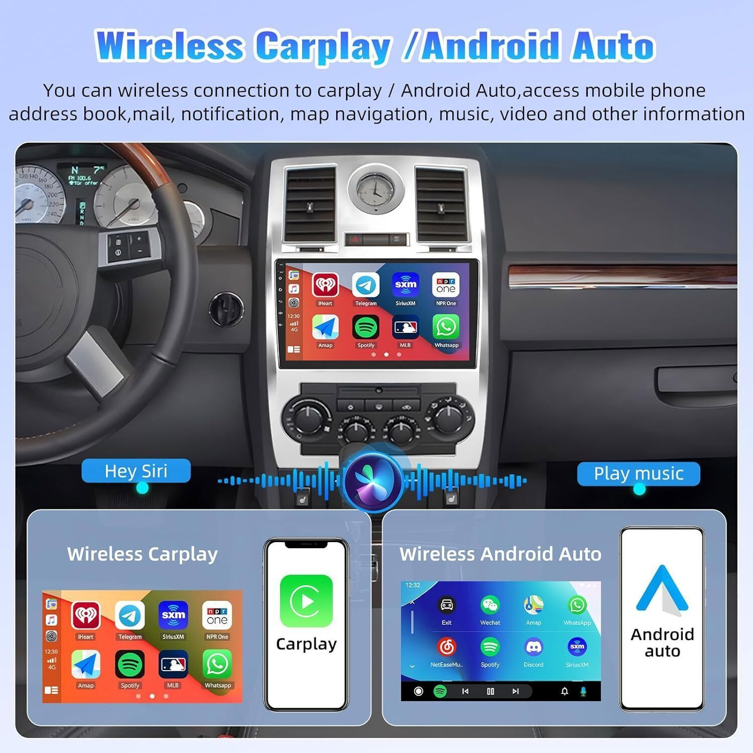 Car Radio Stereo For Chrysler 300C 2005-2010 Android 12 Carplay GPS Navi Player