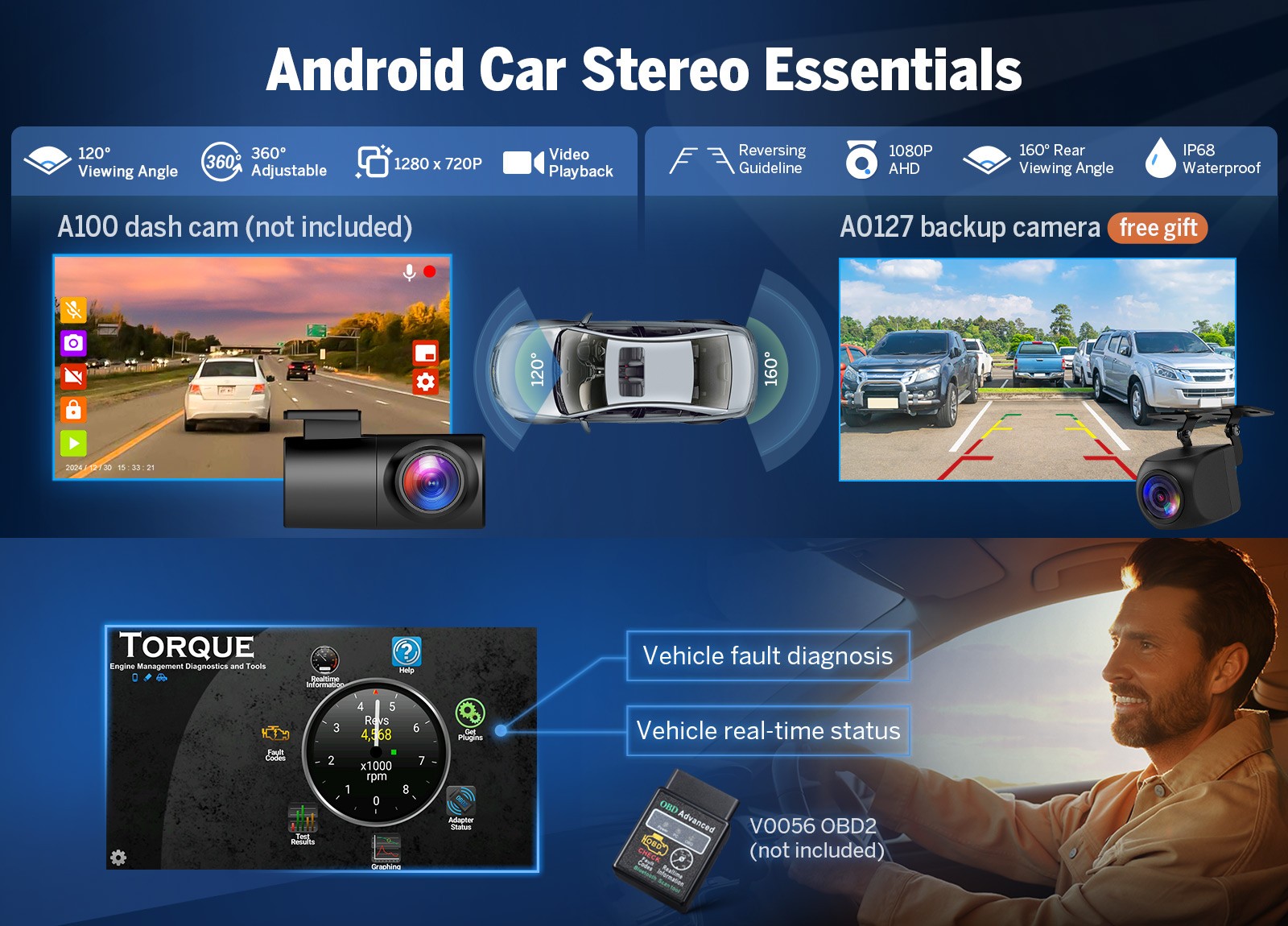 For 2015 Ford F150 Android 13 12.1″ Head Unit Wireless CarPlay Backup Camera SWC