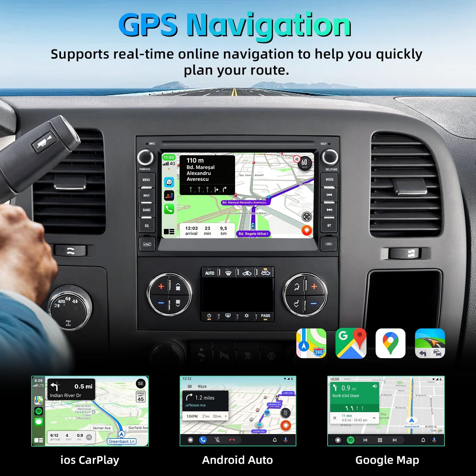 Car Stereo for Chevy Silverado 2007-2013 with Android 15 & Wireless CarPlay