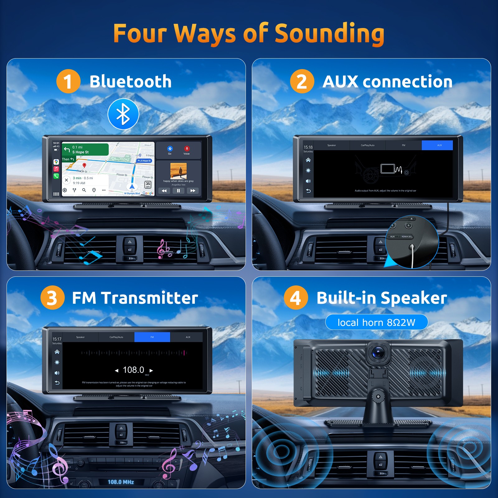 8.1 Inch Dash Cam 2K Touch Screen Car Stereo Portable Apple Carplay Android Auto